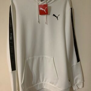 Puma Men's White Hoodie with Black Accents